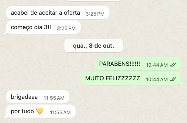 Print do depoimento de Tamara