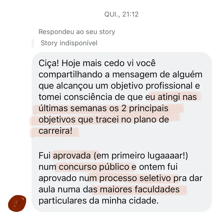 Print do depoimento de Paula