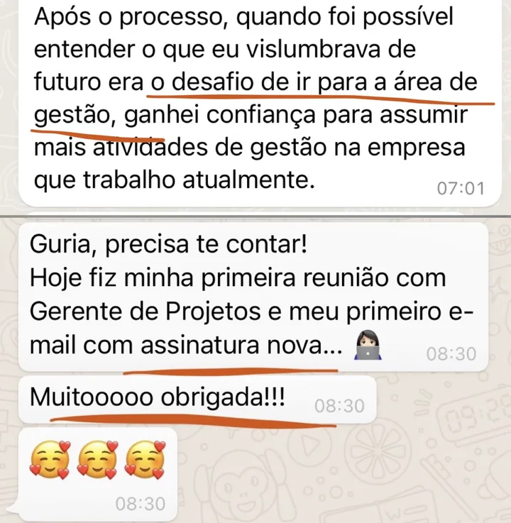 Print do depoimento de Paula