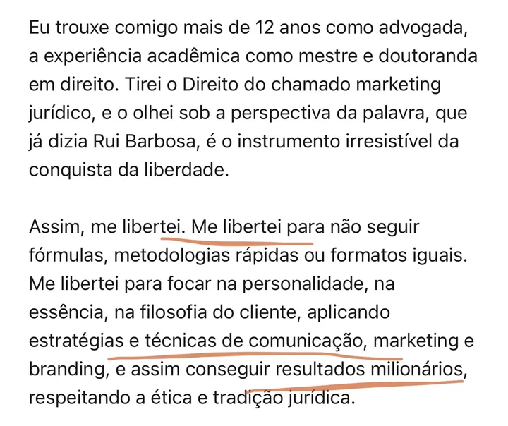 Print do depoimento de Ruth