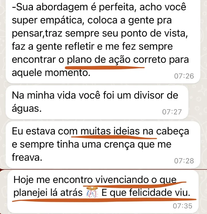 Print do depoimento de Milena