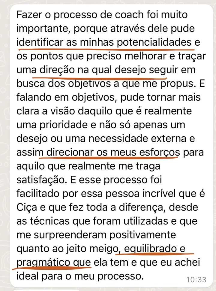Print do depoimento de Beatriz