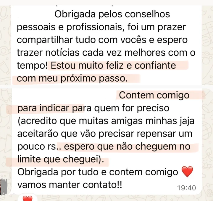Print do depoimento de Giuliana