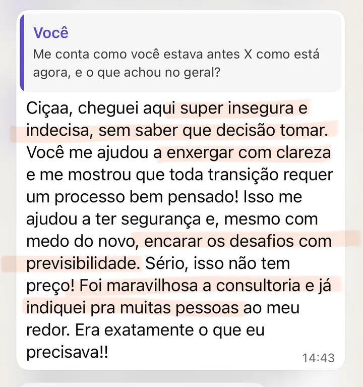 Print do depoimento de Lavinia