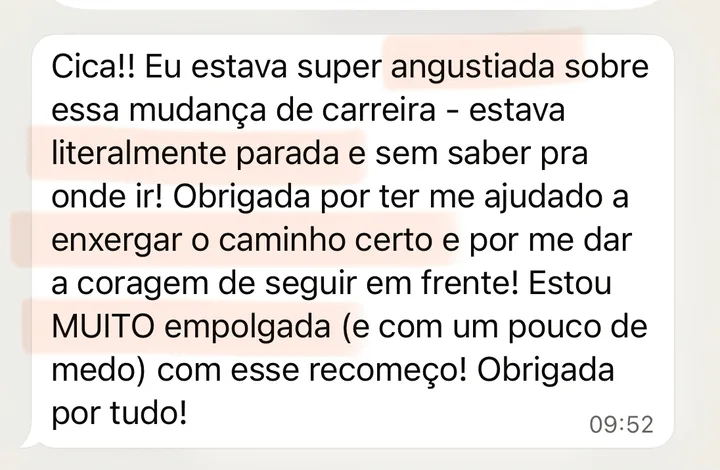 Print do depoimento de Bruna