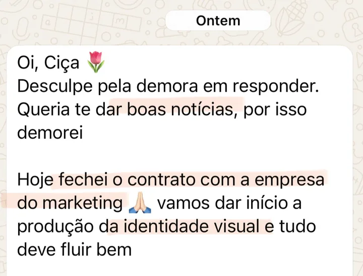 Print do depoimento de Isa